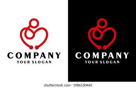Ilustration vector graphic of  Stethoscope symbol logo template and community family care love symbol