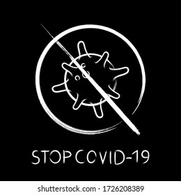 Ilustration vector graphic of Stop corona virus icon, stop covid-19, icon corona black and white