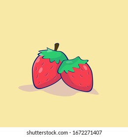 ilustration vector graphic of strawberry. fresh farm organic strawberry, 
flat Cartoon Style fit for magazine, book, poster, menu cover, web pages.