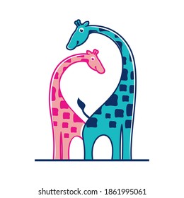 Ilustration vector graphic of two giraffes
