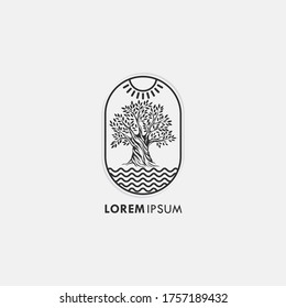 Ilustration vector graphic of the a water, trees and sun, good for logo,lorem ipsum, etc.