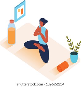 Ilustration vector graphic of a woman doing yoga moves