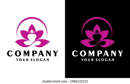 Ilustration vector graphic of  yoga pilates creative business logo design flower icon, lotus and beauty flower