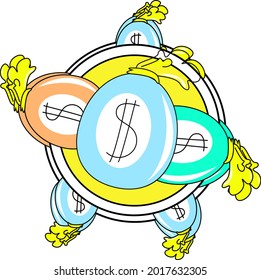ilustration vector grapic with balloon money ,suitable for entrepreneurs who want to improve quality and quantity for money