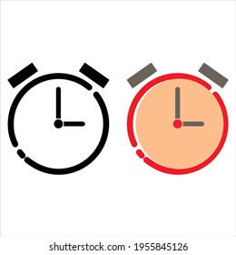 Ilustración icono vector Alarma tiempo de reactivación del reloj aislado en estilo plano.fondo blanco.