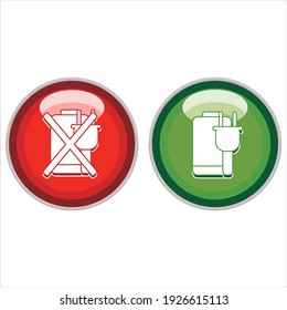 Ilustration vector icon charging or No charging sign isolated on white background