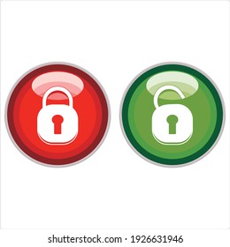 Ilustration vector On and Off toggle switch buttons - lock and unlock icon - padlock