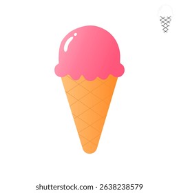 Ilustration vector strawberry ice cream. Pink ice cream on white background.