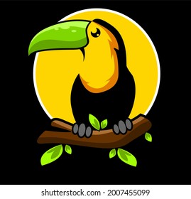 ilustration vektor graphic of  
touchan bird with its large beak and exotic feather color makes this bird has its own charm. the vektor is fit for use on design t-shirt, design logo, etc
