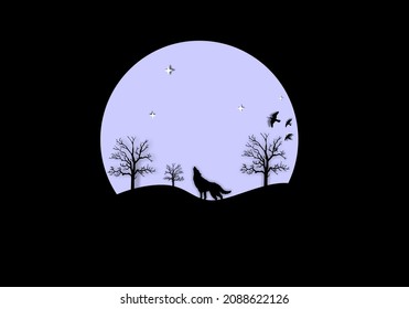 Ilustration WOLF BRIGHT MOON LOGO