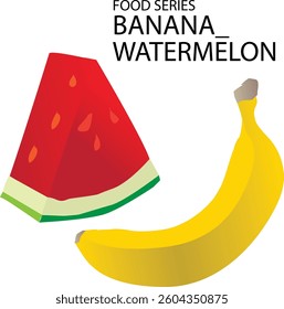 ilustrations vector of banana and watermelon