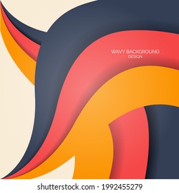 ilustrations vector graphic of 3 colors wavy background design 