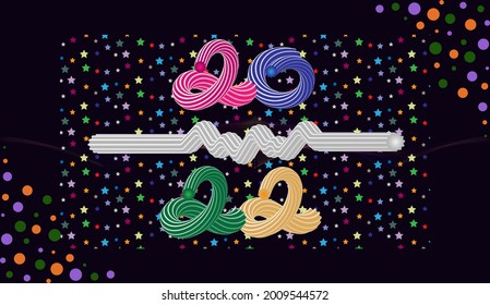ilustrations vector graphic of cute candy cane 2022 banner with a stars texture and line light 