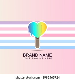 ilustrations vector graphic of ice cream love logo design