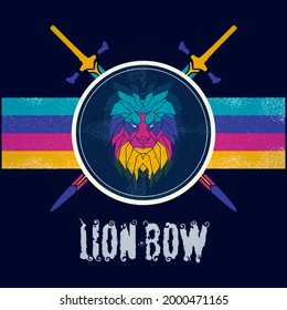 ilustrations vector graphic of retro rainbow lion head design