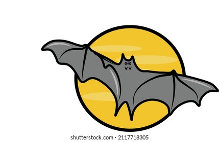 ilustrator cartoon bat and full moon vector