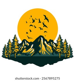 Ilustrator Desain Vector Mountain art