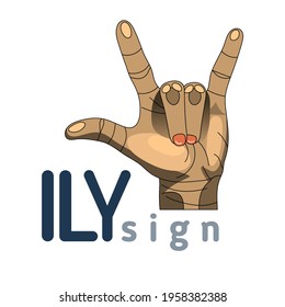 ILY is an abbreviation for the phrase I Love You in American sign language: a hand icon with a finger movement on a white background.