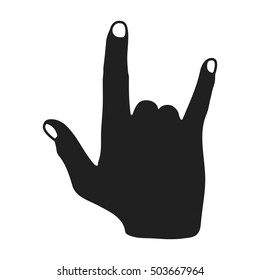 ILY sign icon in black style isolated on white background. Hand gestures symbol stock vector illustration.