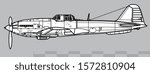 Ilyushin Il-10 Beast. Outline vector drawing. World War 2 combat aircraft. Vector drawing for illustration