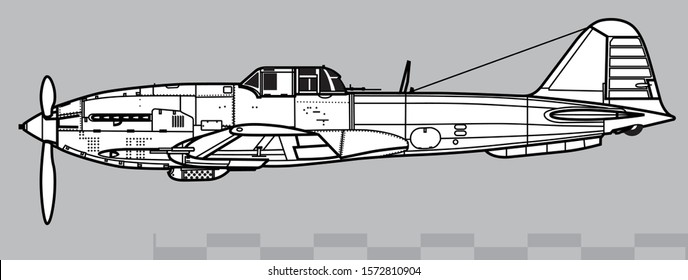 Ilyushin Il-10 Beast. Outline vector drawing. World War 2 combat aircraft. Vector drawing for illustration