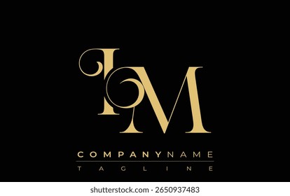 IM Abstract Creative Jewelry Logo. A stylish logo featuring golden monogram initials in an elegant and modern typography, perfect for branding