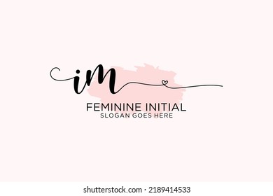IM beauty monogram and elegant logo design handwriting logo of initial signature, wedding, fashion, floral and botanical with creative template.