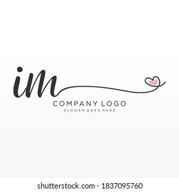 IM Beauty vector initial logo, handwriting logo of initial signature, wedding, fashion, jewelry, boutique, floral and botanical with creative template for any company or business.