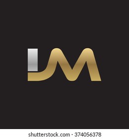 IM company linked letter logo golden silver black background