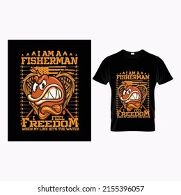 Im a fisherman i feel freedom quotation tshirt template cartoon angry fish sketch