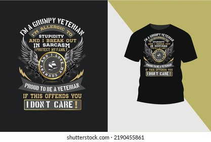 'I'M A Geumpy veterian'  is a typography vintage t_Shirt design.