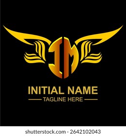 IM Golden Wing Emblem Logo with elegant gold wings, sleek and modern design. Ideal for branding, creative projects, luxury businesses, or artistic ventures.