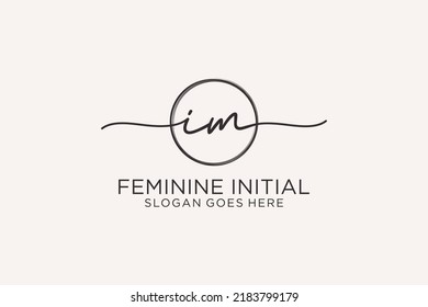 IM handwriting logo with circle template vector logo of initial signature, wedding, fashion, floral and botanical with creative template.