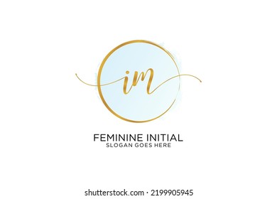 IM handwriting logo with circle template vector signature, wedding, fashion, floral and botanical with creative template.