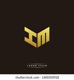 IM / HM Logo Letter Initial Logo Designs Templete with Gold and Black Background