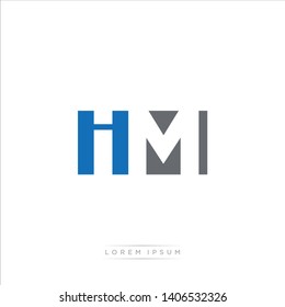 IM / HM Logo Letter with Modern Negative space - Dark Blue and Grey Color EPS 10