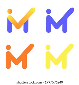 IM identity logo using letter form logo type and there is a checkmark in the middle