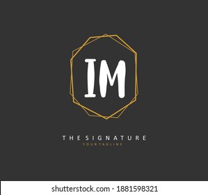 IM Initial letter handwriting and  signature logo. A concept handwriting initial logo with template element. 