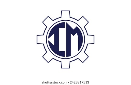 IM initial letter mechanical circle logo design vector template. industrial, engineering, servicing, word mark, letter mark, monogram, construction, business, company, corporate, commercial, geometric