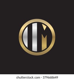 IM initial letters circle elegant logo golden silver black background