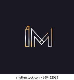 IM initial letters elegant logo golden silver black background