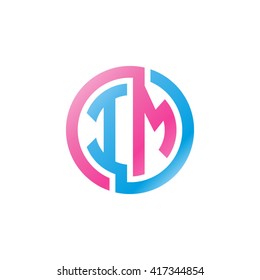 IM initial letters looping linked circle logo blue pink