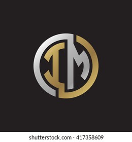 IM initial letters looping linked circle elegant logo golden silver black background