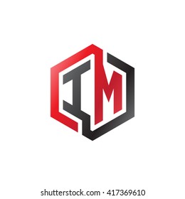 IM initial letters looping linked hexagon logo black red