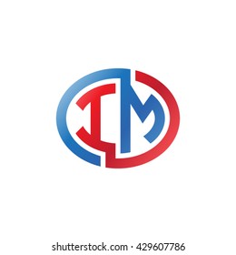 IM initial letters looping linked ellipse logo red blue