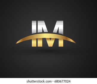 IM initial logo company name colored gold and silver swoosh design. vector logo for business and company identity.
