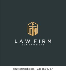 IM initial logo monogram with shield and sword style design for law firm