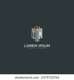 IM initial monogram for crown and shield logo design