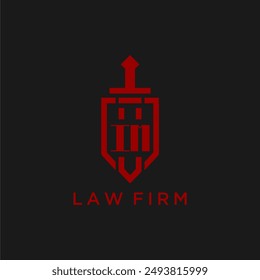 IM initial monogram for law firm with sword and shield logo image