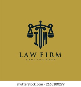 IM initial monogram for lawfirm logo with sword and scale